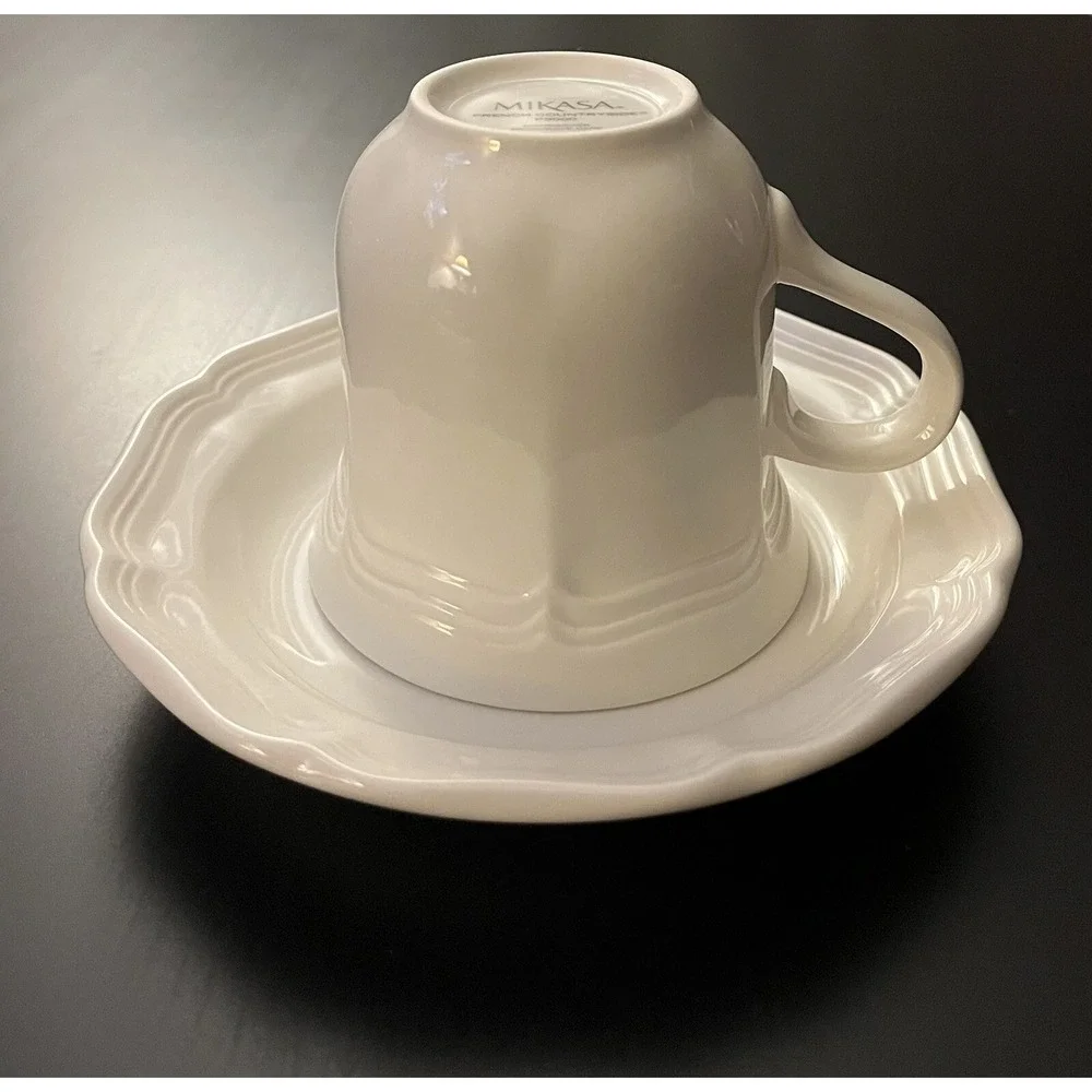 Set Of 4 Mikasa FRENCH COUNTRYSIDE F9000 Coffee/ Tea Mugs & Saucers Excellent - Picture 4 of 12